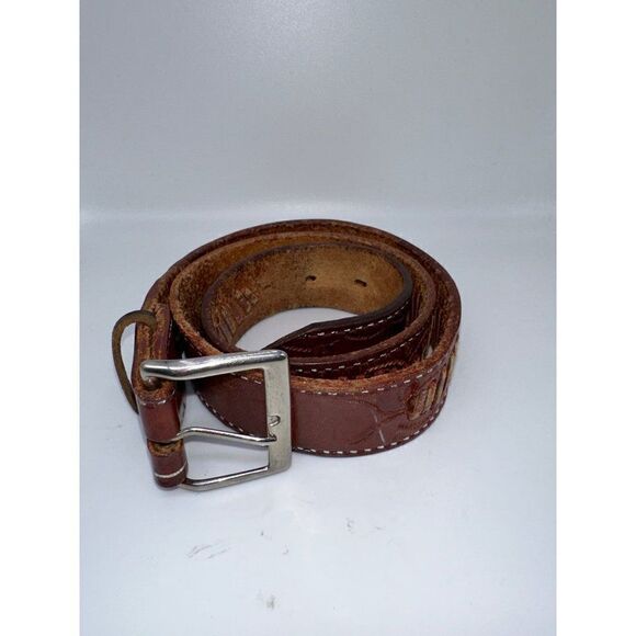 Brown Leather Belt With Beautiful Weaving Detail  Size Small - Picture 2 of 8